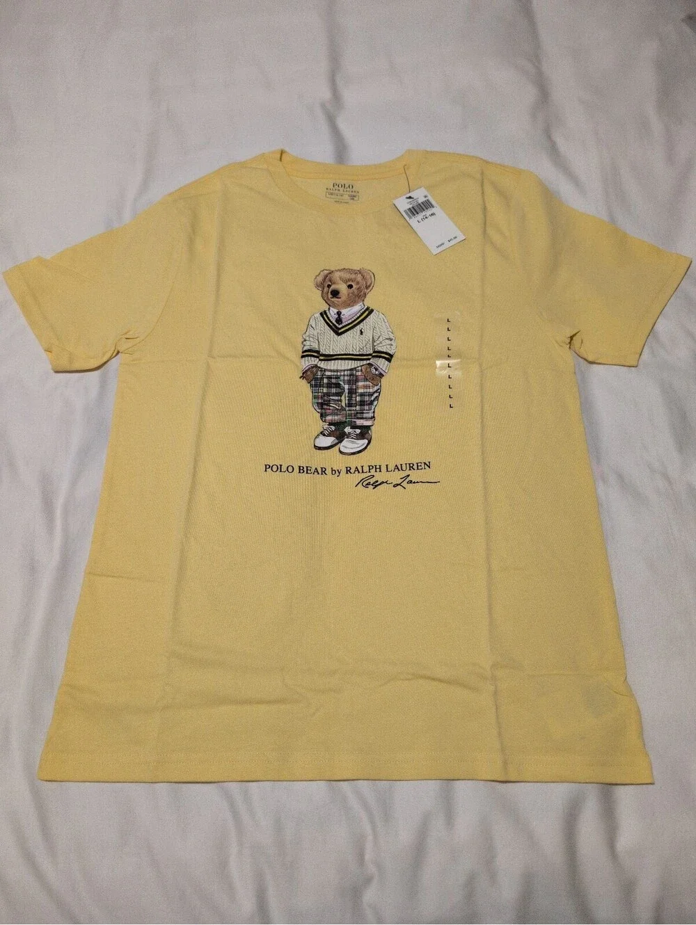 Polo Ralph Lauren Yellow Polo Bear Graphic T-Shirt Large 14-16